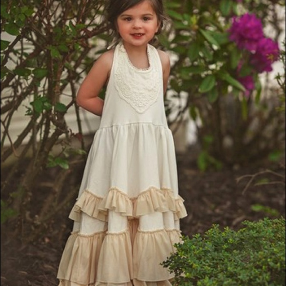 Adorable girls full length ruffle dress